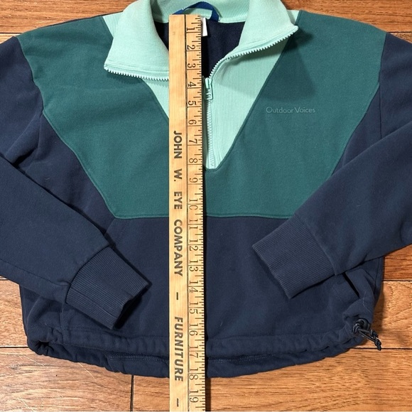 Outdoor Voices Cotton Terry 1/2 Zip Sweatshirt blue green Size Small - Picture 8 of 9